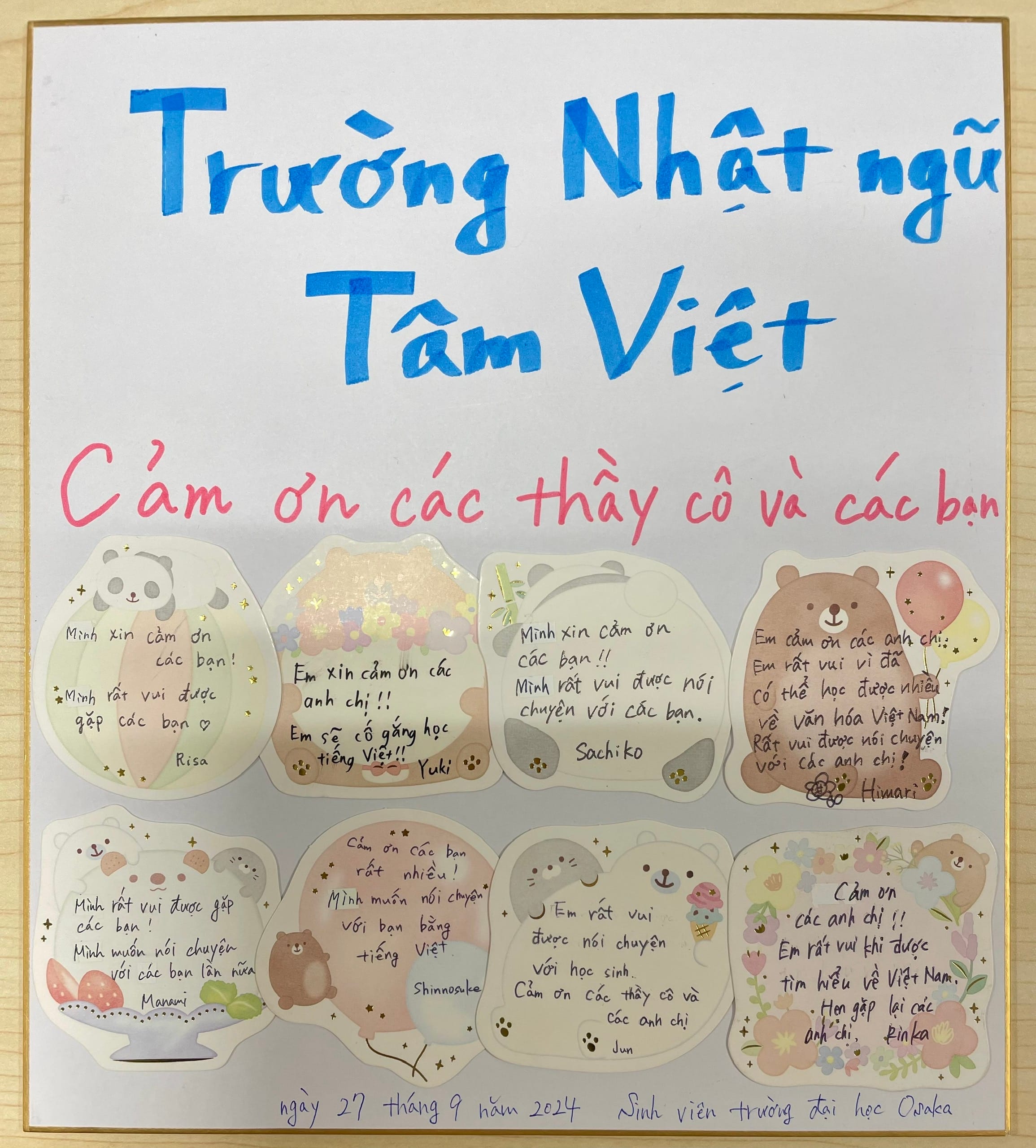 Lời cảm ơn của sinh viên ĐH Osaka