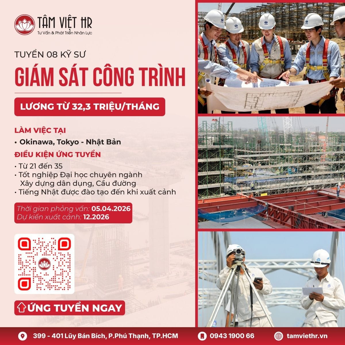 Sôi nổi tuyển dụng làm việc tại Nhật sau Tết Nguyên đán 2026 2 Tuyển Kỹ sư Giám sát công trình làm việc tại Nhật Bản