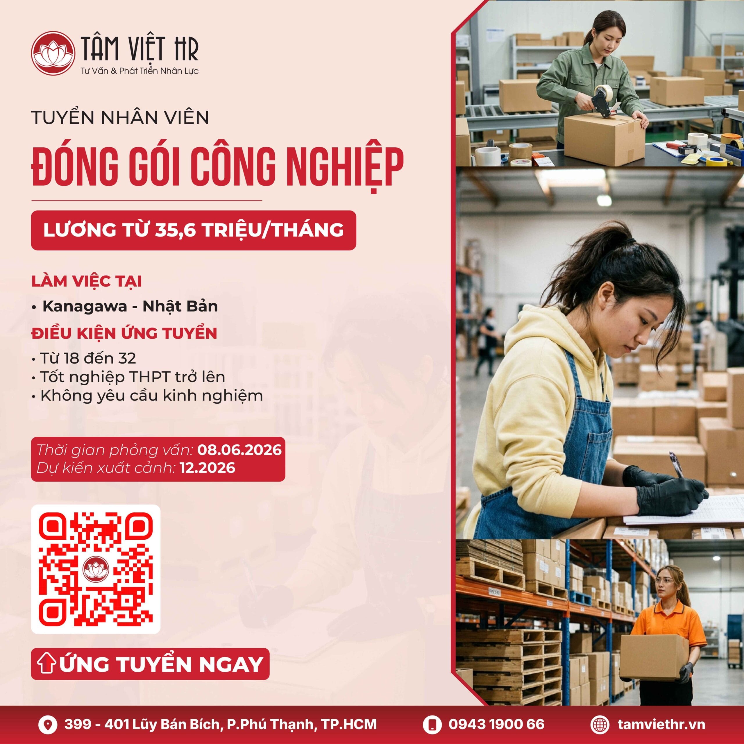 156 vị trí phỏng vấn việc làm tại Nhật Bản tháng 6-8/2026 - Lương từ 33 - 35,6 triệu/tháng 2 Tâm Việt 156 vị trí phỏng vấn việc làm tại Nhật Bản tháng 6-8/2026 - Lương từ 33 - 35,6 triệu/tháng